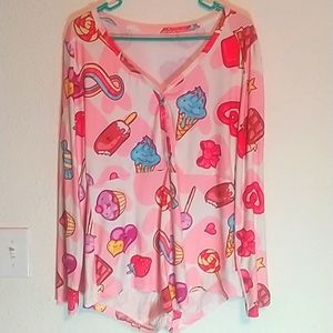 Long sleeve shirt romper pajamas